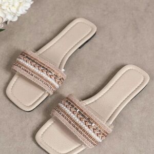 Elegant Beige Slide Sandals